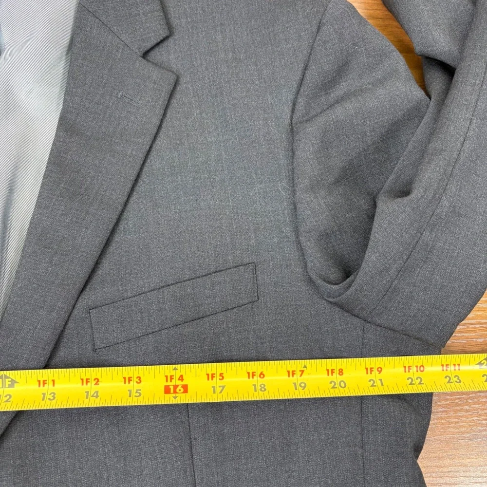 Pronto Uomo Suit Men 44R 38x28 Dark Gray Wool Blend Flat Front Corpcore Modern